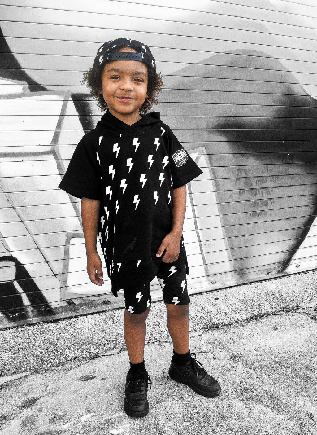 Blackout Bolt Short-Sleeve Hoodie