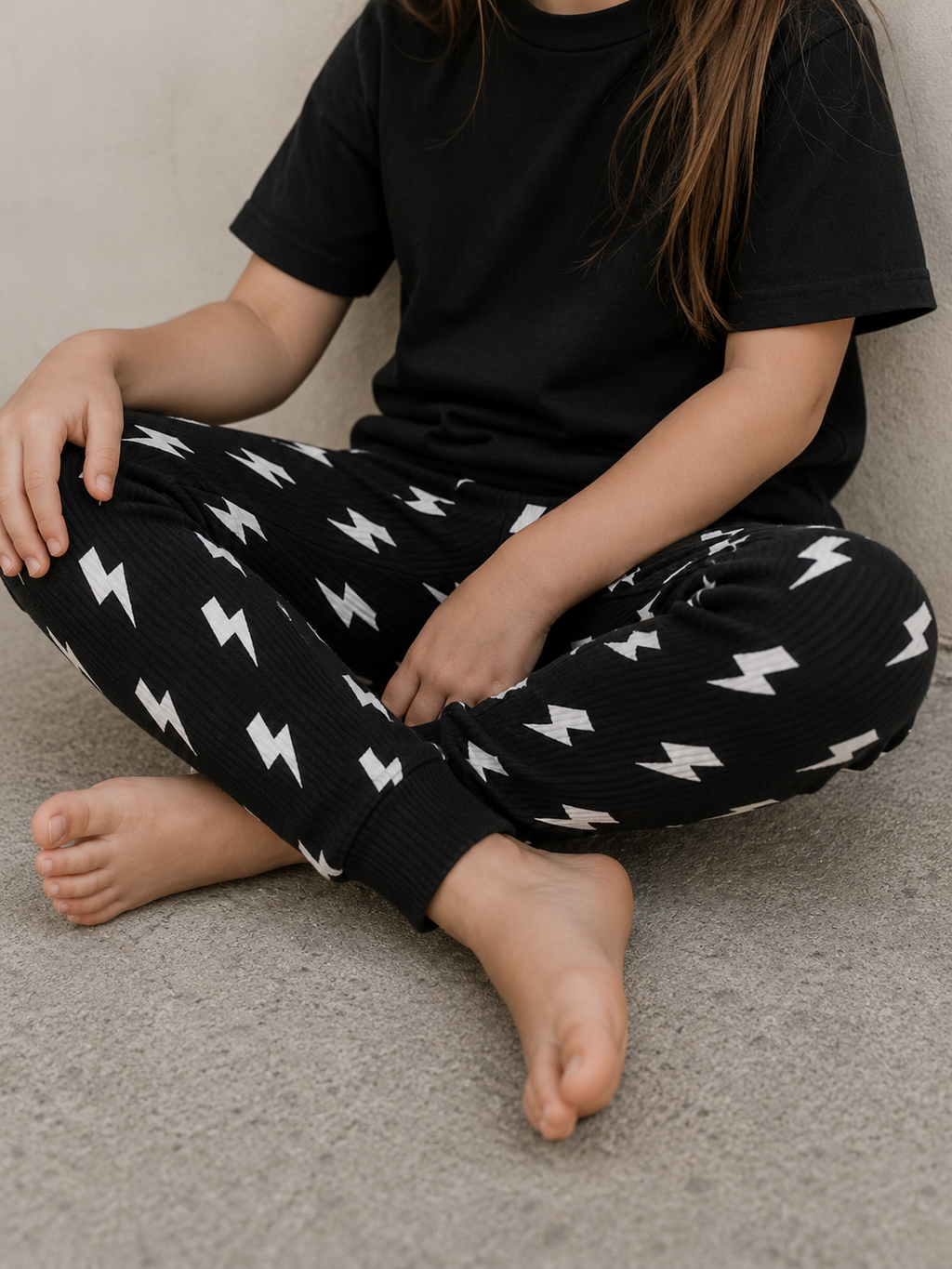 Lightening bolt ribbed pants