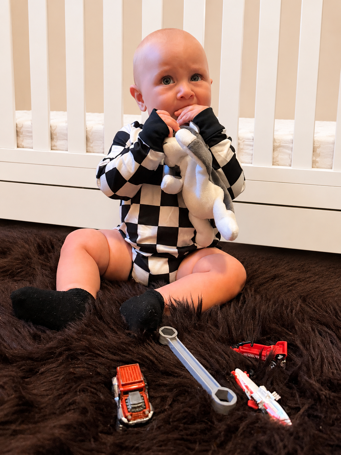 Pit Crew Checkered Bubble Romper
