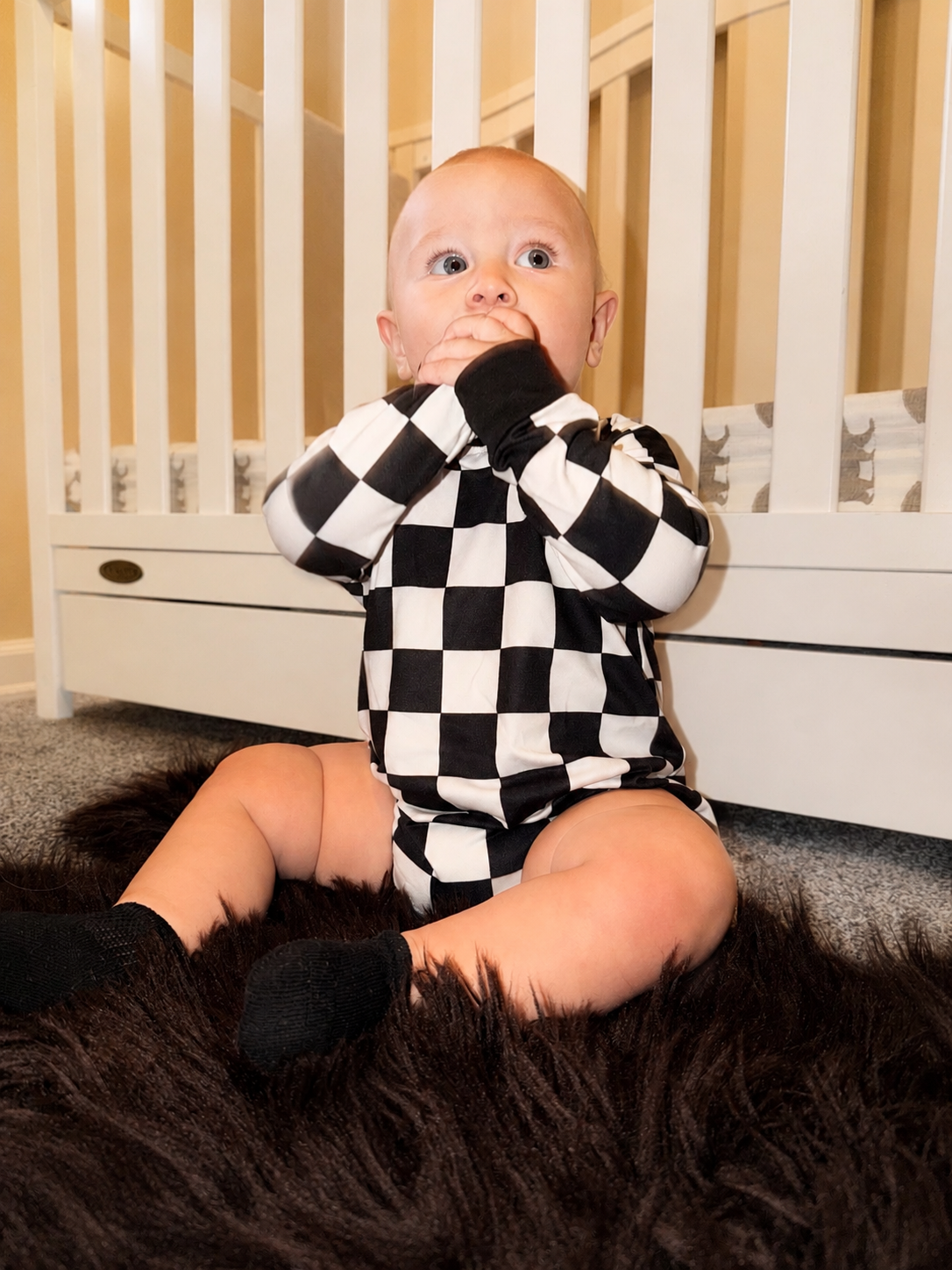 Pit Crew Checkered Bubble Romper