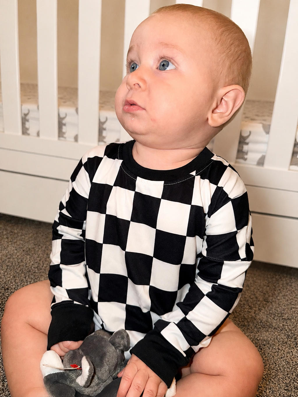Pit Crew Checkered Bubble Romper