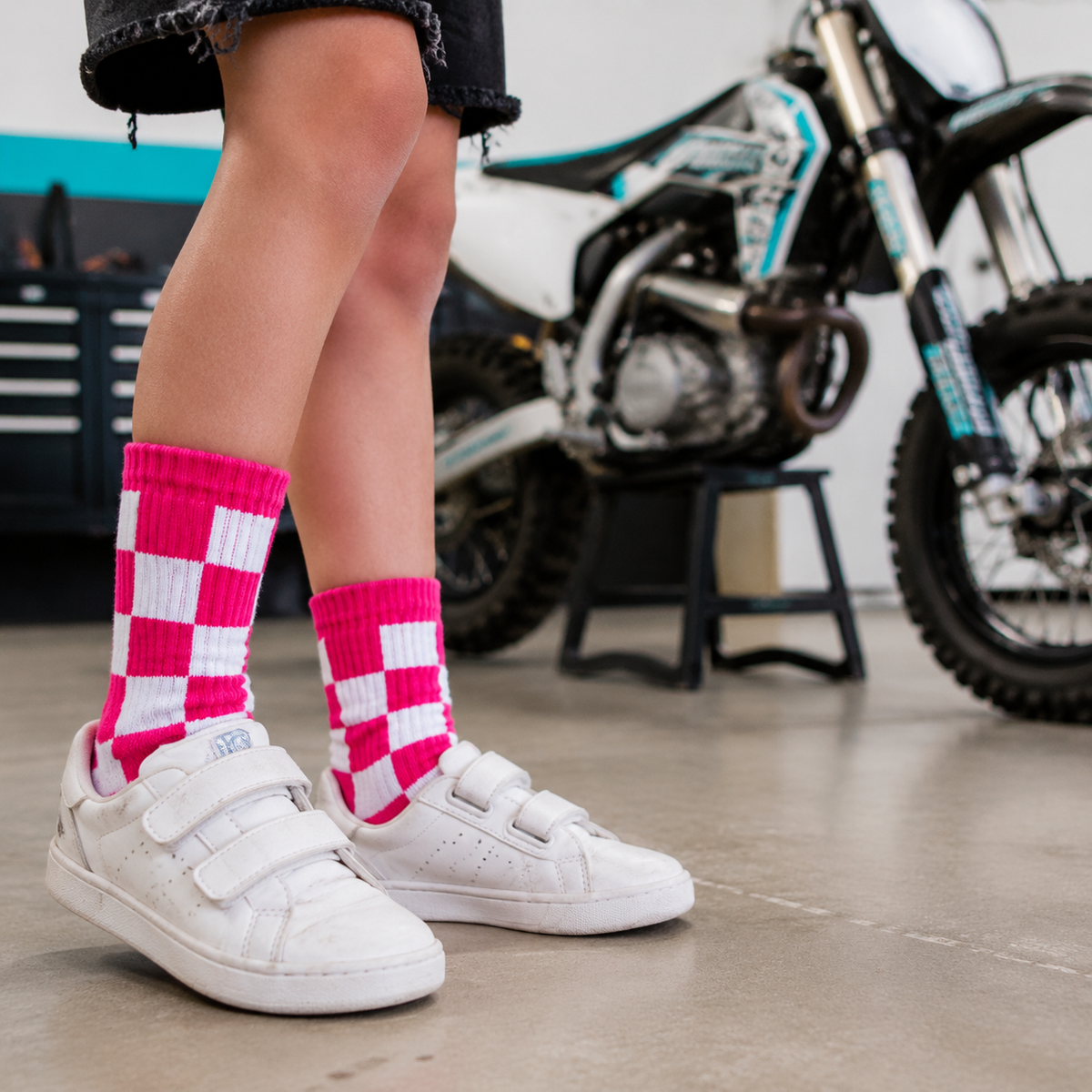 Hot Lap Checkered Crew Socks