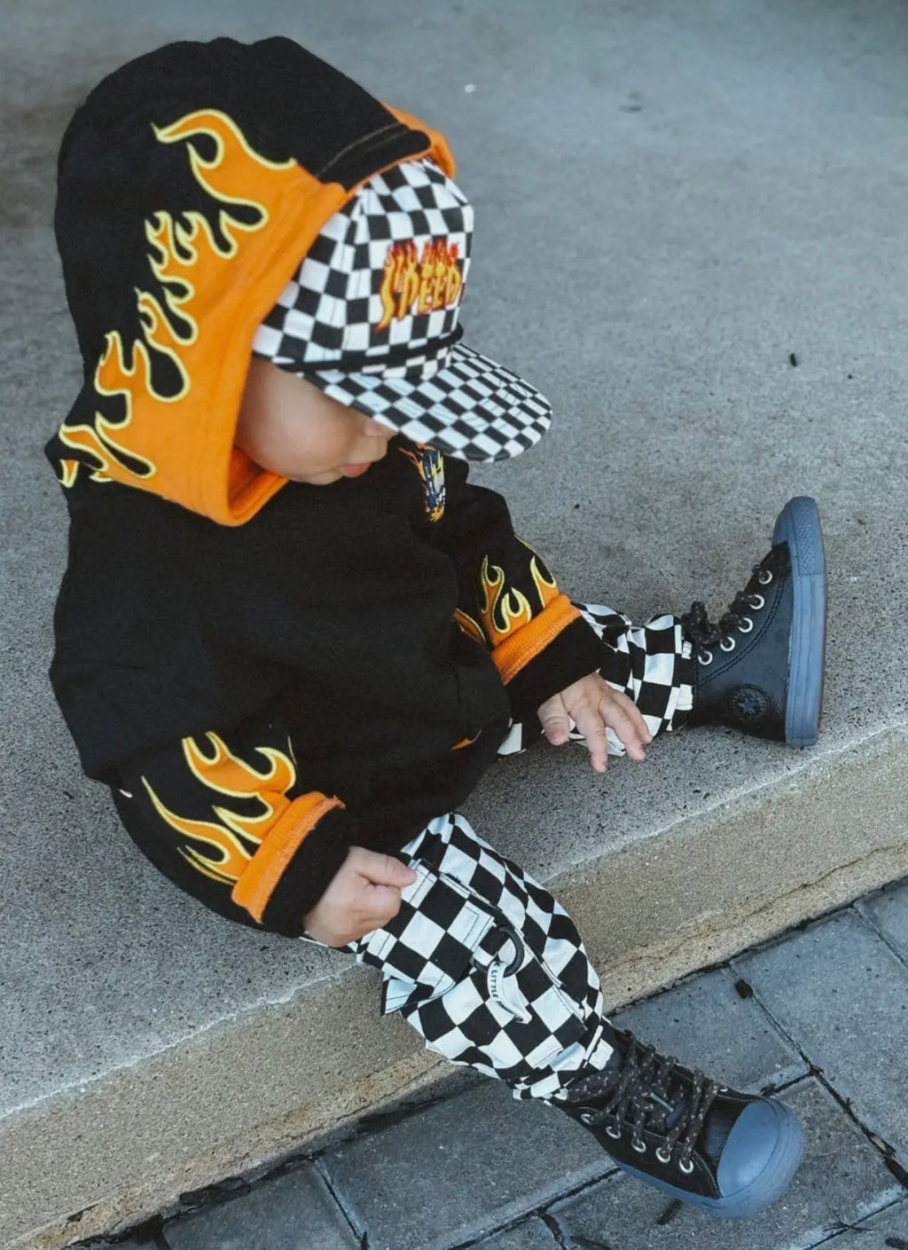 Orange flame kids hoodie