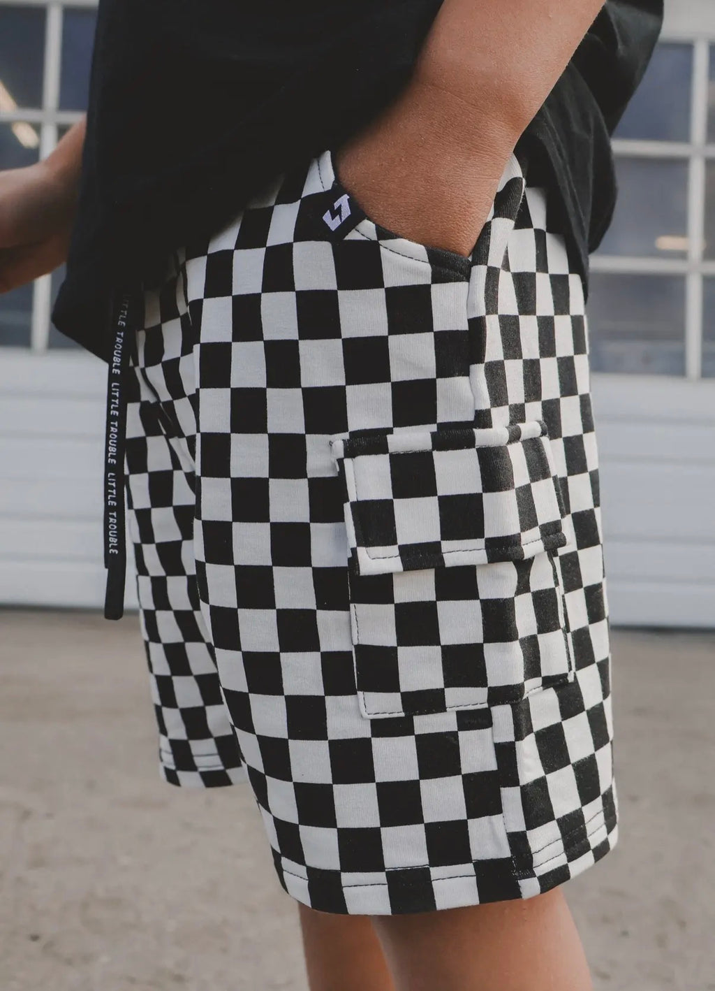 Checkered cargo shorts