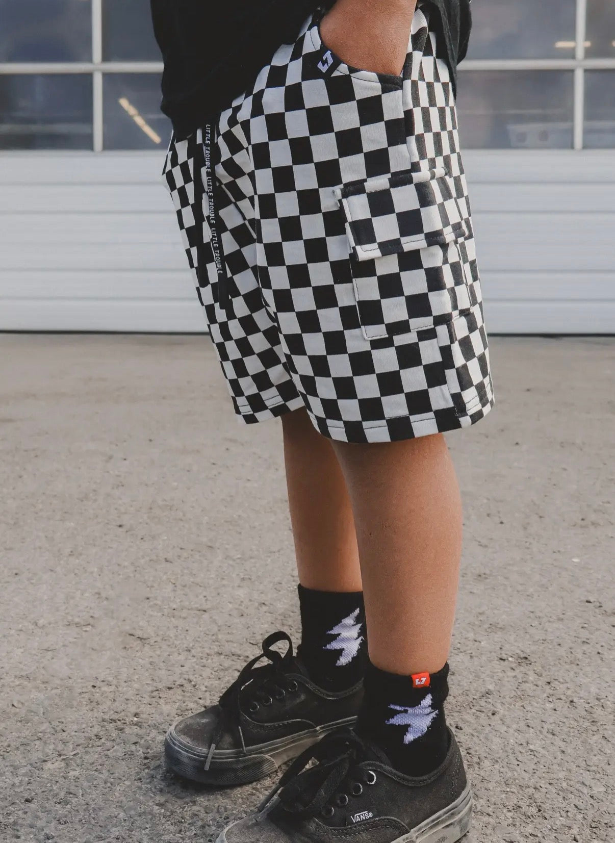 Checkered cargo shorts