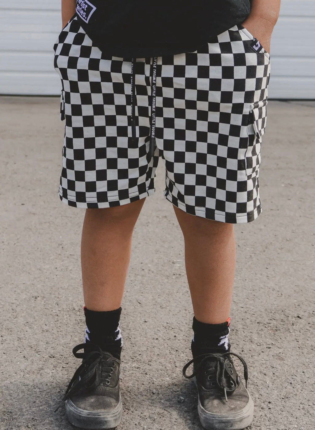 Checkered cargo shorts