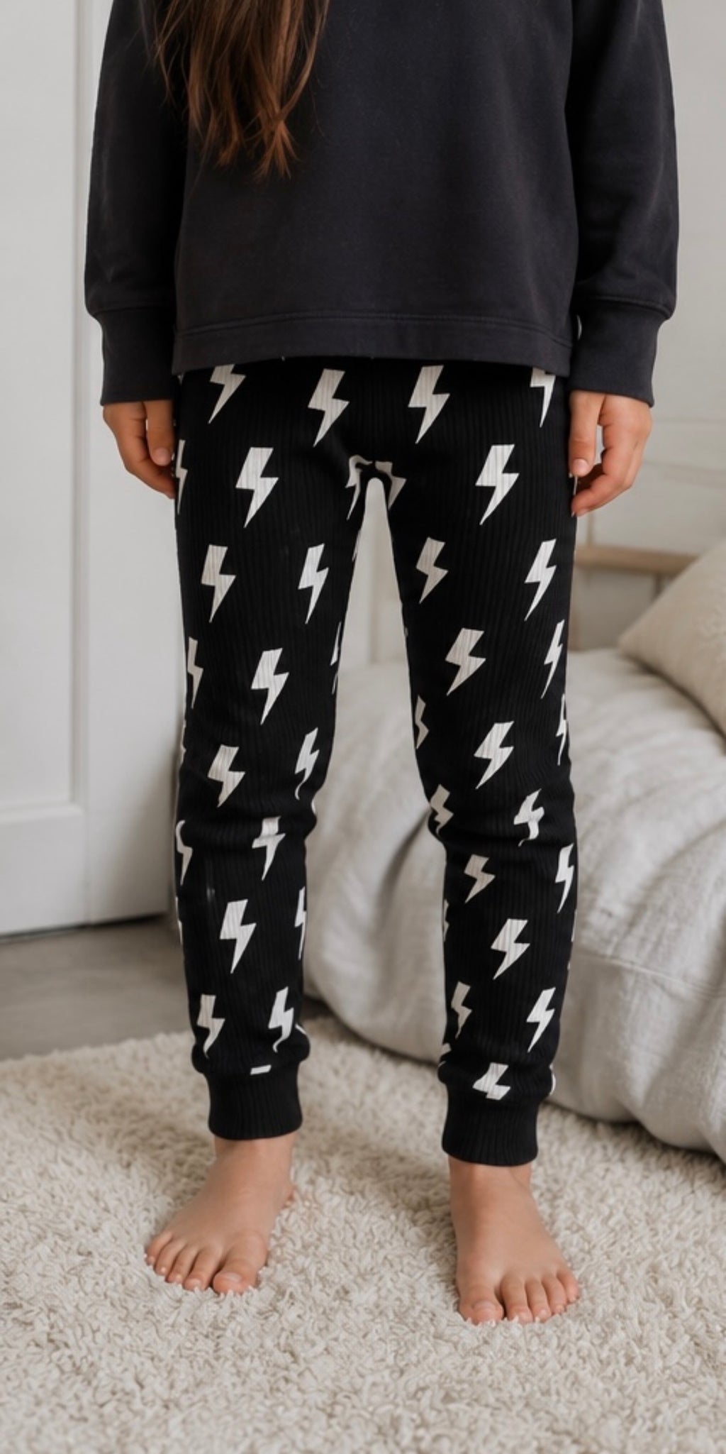 Lightening bolt ribbed pants
