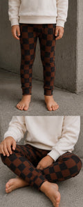 Checkered ribbed pants - Brown n black