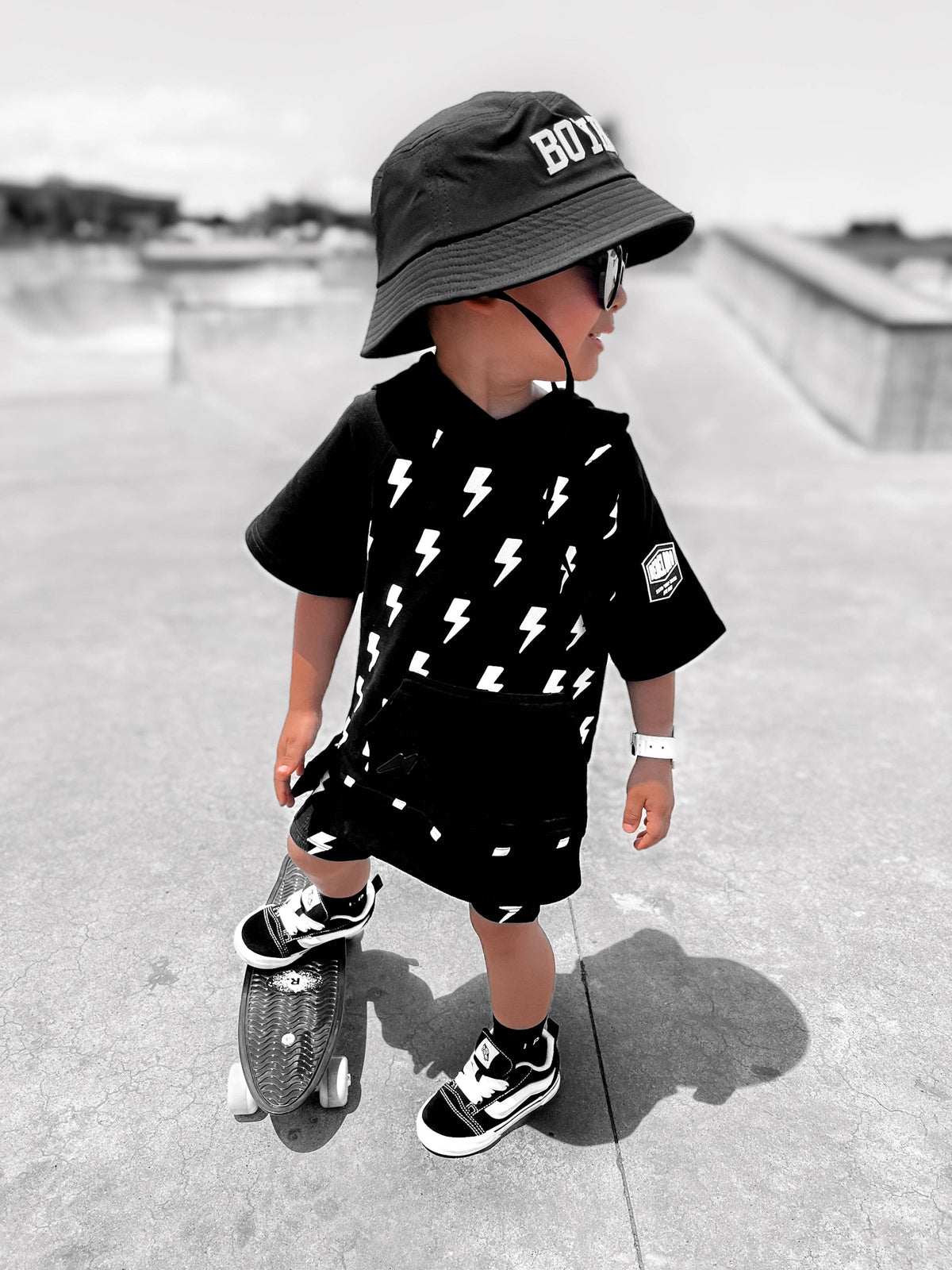 Blackout Bolt Short-Sleeve Hoodie