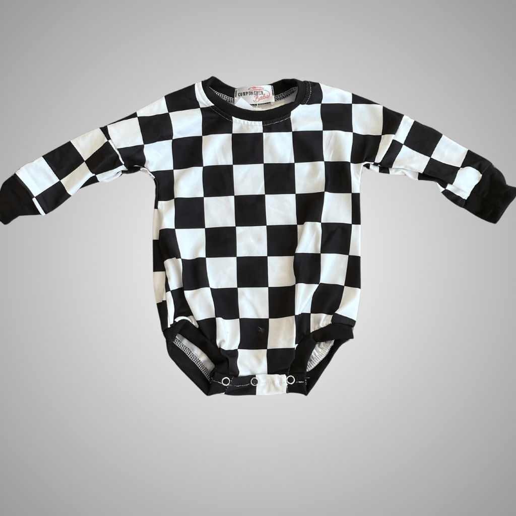 Pit Crew Checkered Bubble Romper