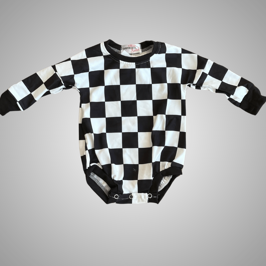 Pit Crew Checkered Bubble Romper