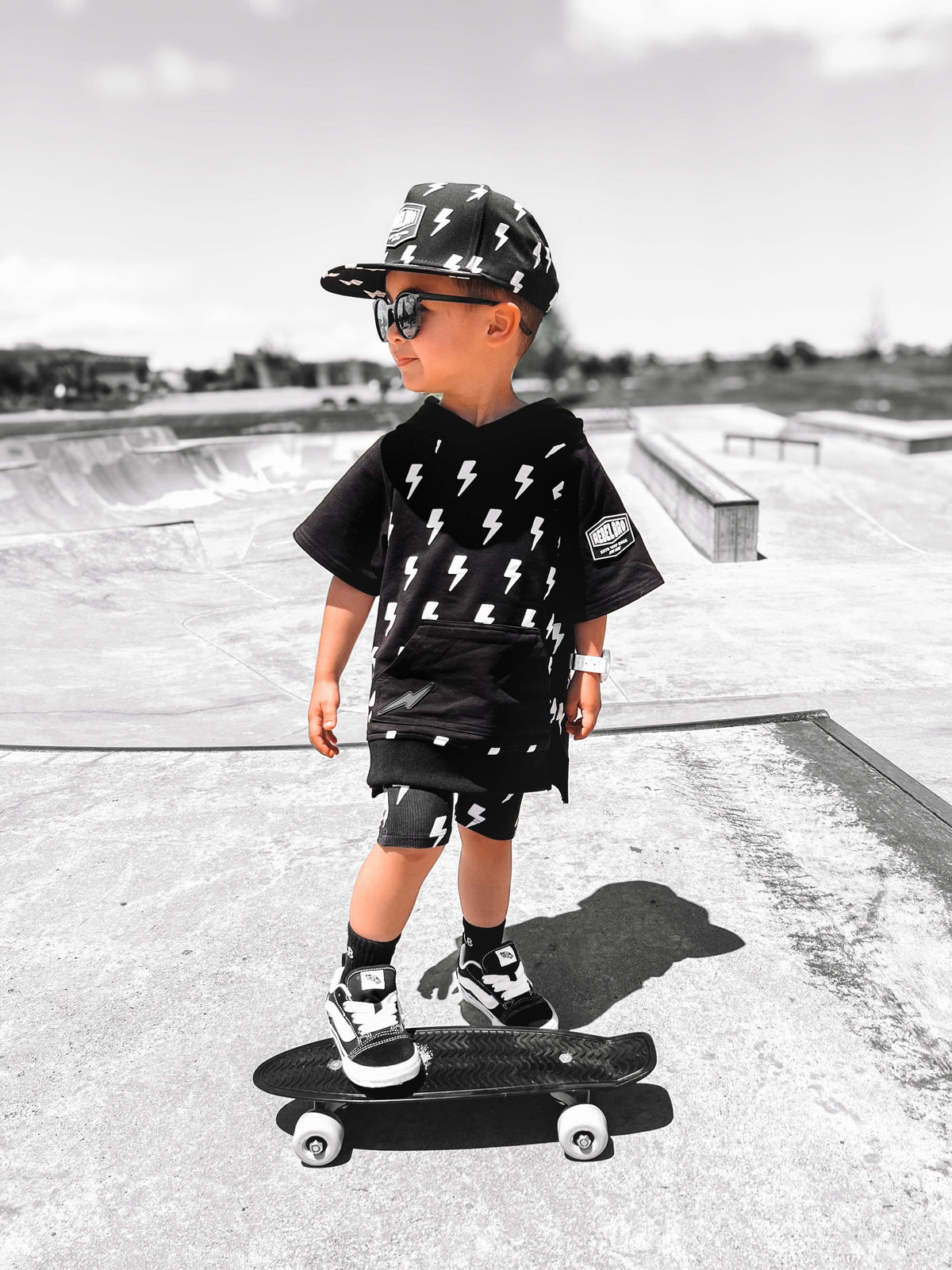 Blackout Bolt Short-Sleeve Hoodie